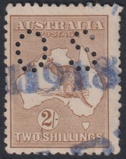 AUSTRALIA - 1915 ROO 2nd Wmk 2/- 'BROWN' Official SGØ36 GU Cv £170 [E5909]
