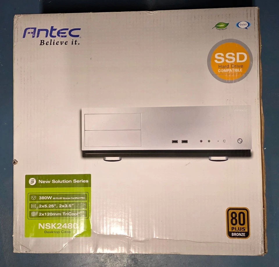Antec NSK2480 MicroATX Desktop Silver / Black Chassis NEW (READ) - Image 3 of 4