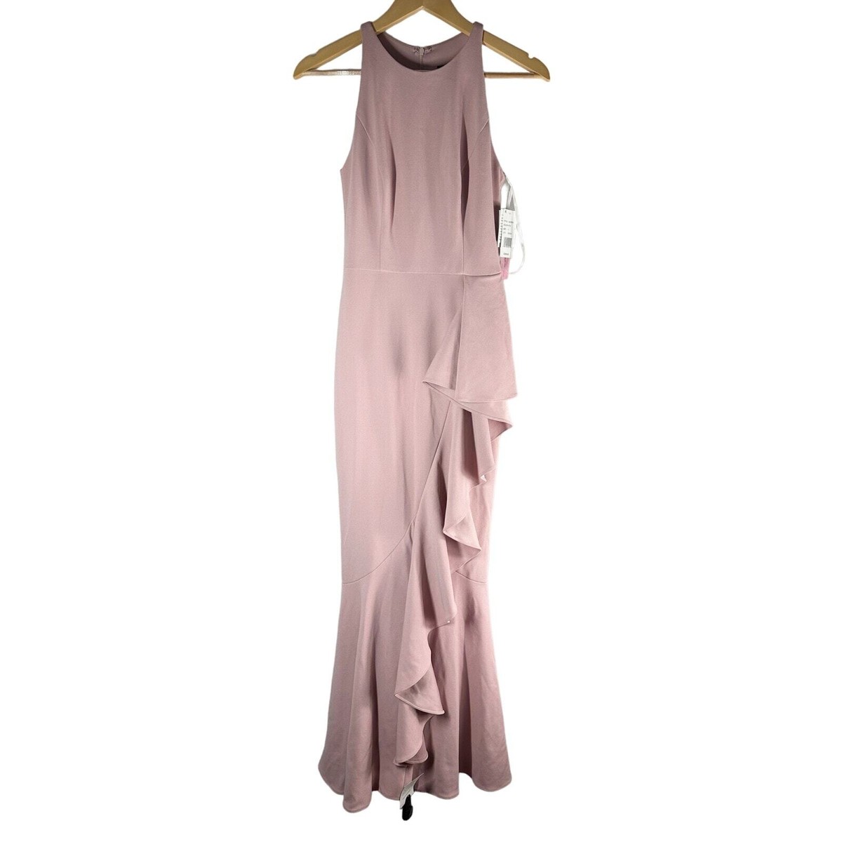 AQUA Formal Cascade Ruffle Mermaid Gown US 2 Rose Bridesmaid Prom Stretch |  eBay