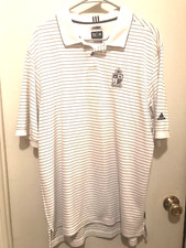 Adidas Climalite Men's Polo White With Black Stripes Sycamore Creek SZ Large