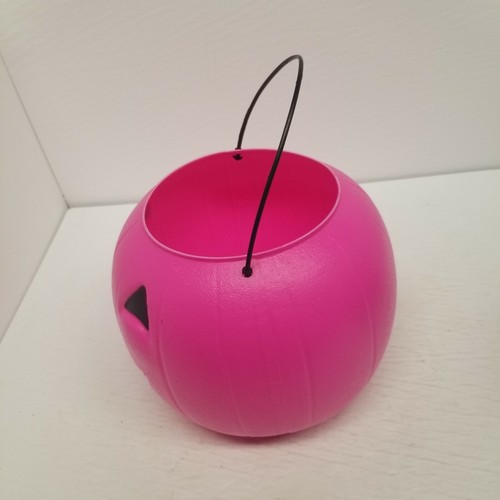 Vtg Hot Pink Pumpkin Jack O Lantern General Foam Candy Bucket, Trick or Treat - Picture 2 of 8