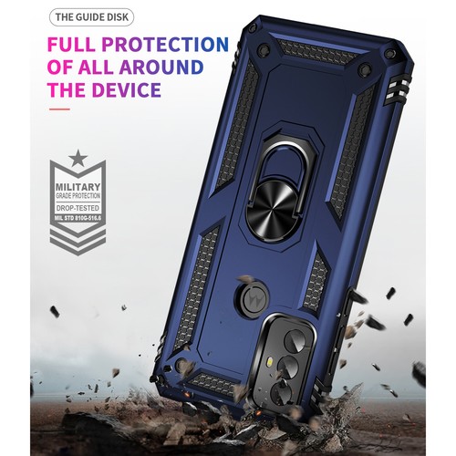 For Motorola Moto G Play 2023 Ring Case Magnetic Metal Kickstand +Tempered Glass - 第 24/45 張圖片