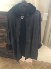 Women's Tibor A Line Black Leather Coat Black Size S