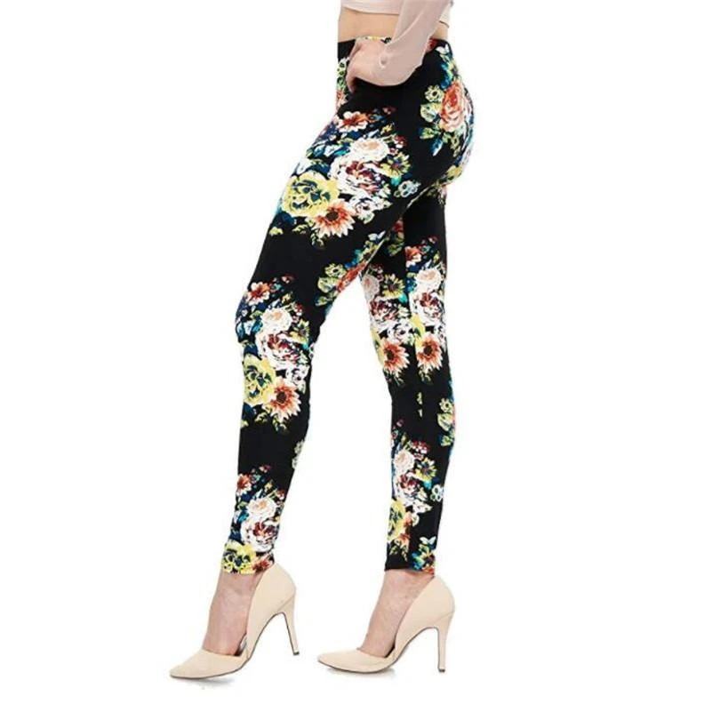 Mujer Informal Floral Estampado Algodón Leggings Moda Graffiti Suave Pantalones Foto 2 de 4