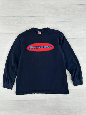 Supremeクラシックロゴ長袖シャツ ストライプ Supreme Long Sleeve Blue Supremeクラシックロゴ長袖シャツ