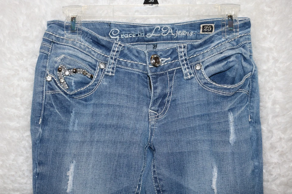 Grace in LA Jeans 3/25 lots of sparkle and BLING BOOTCUT Embellished - Image 3 of 4