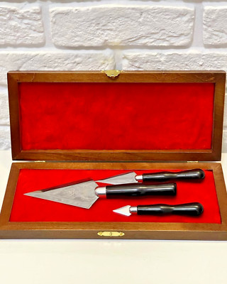 Orthodox Holy Communion Spear Set - 3 Ebony Handle, Engraved Blade