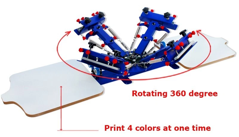 Countertop 4 Color 2 Station Screen Printing Press Printer Micro Registration - Image 3 of 4