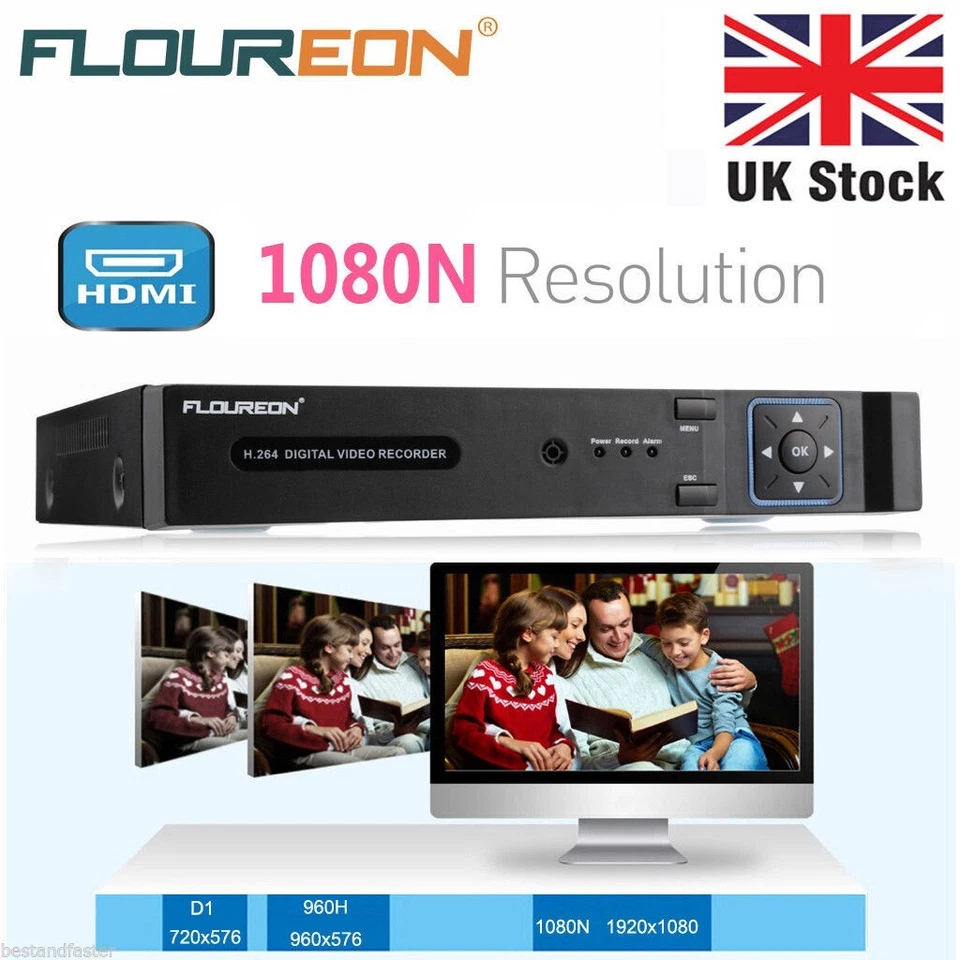 FLOUREON CCTV 8CH 1080N HDMI P2P DVR Cámara de Seguridad Grabadora de Video Foto 2 de 4