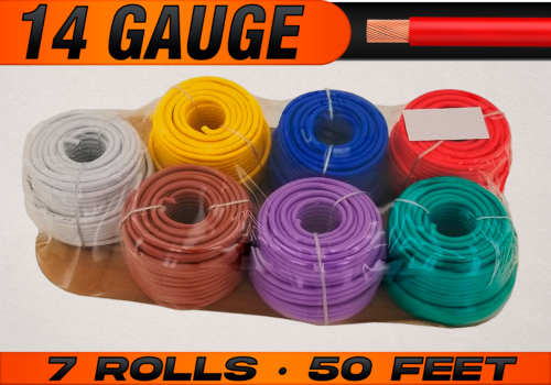 14 Gauge 12v Automotive RV Trailer Hook Up Primary Wire - 7 Colors - 50 Feet EA - Picture 1 of 8
