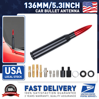 5.3inches 50Cal Aluminum Bullet Short Antenna Kit Red For Nissan LEAF 2011-2018