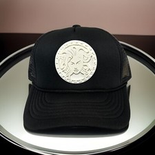 Medusa Trucker Hat - Black Hat- White Medusa Versac Custom Hat