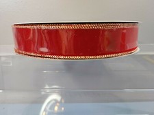 NEW HOLIDAY RED VELVET WITH GOLD WIRED EDGE 9 RIBBON 1.5" X 50 YARDS CHRISTMAS