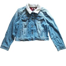 Lei Junior Jean Jacket With Sherpa Like Collar Size Xxl