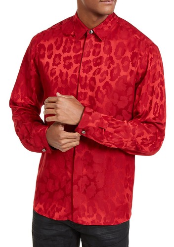 Tonal Leopard Print Dress Shirt 