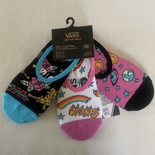 VANS Women's No Show Sock Liners CRAYOLA Multicolor 3 Pack 6.5 - 10