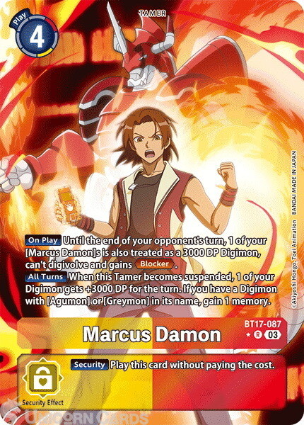 BT17-087 Marcus Damon : Rare Alternative Art Digimon Card : BT17: Secret Crisis
