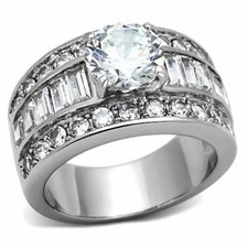 Lab Created 3CT Round Cut Diamond Engagement Wedding Ring 14K White Gold Over