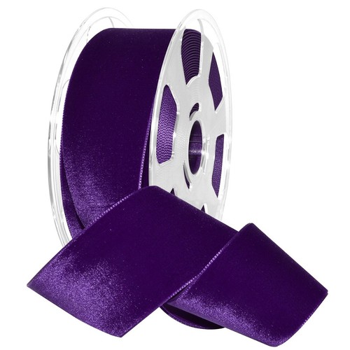 Elegant Velvet Ribbon - 2" Wide, 11 Yards in Royal Purple for Luxurious Touches - Picture 2 of 2