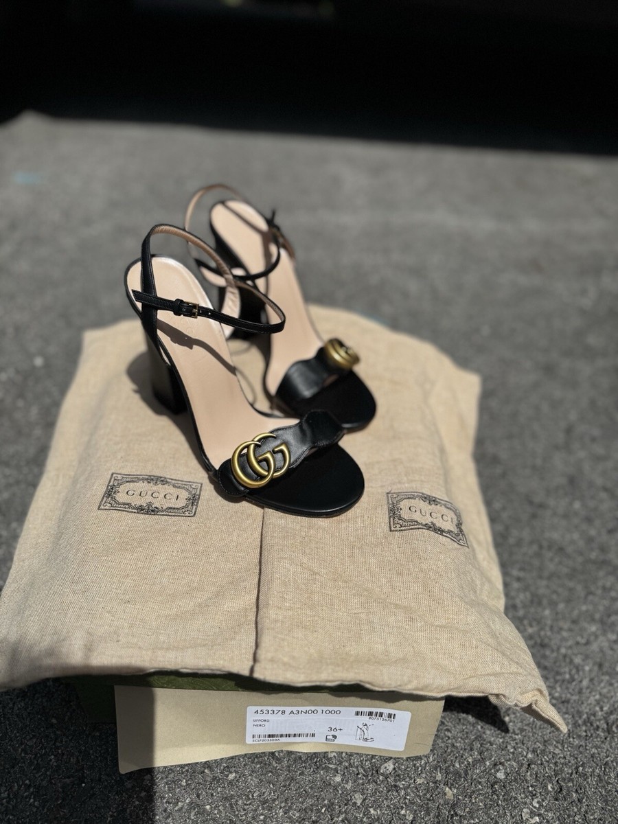Women's Gucci GG Logo Leather Sandals Size 6 | eBay