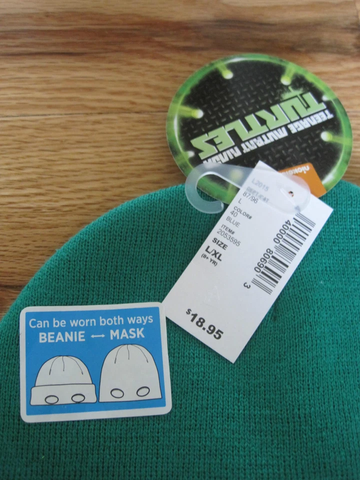 THE CHILDREN'S PLACE 忍者海龟 Beenie 雪帽面具 尺寸 M 全新 — 第 4/4 张图片