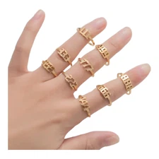 Stainless Steel Angel Numbers Rings 111, 222, 333, 444, 555, 666, 777, 888, 999