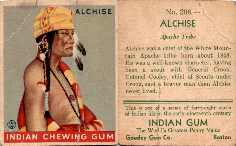 R73 Goudey, Indian Gum, Series 48, 1933, #206 Alchise, Apache