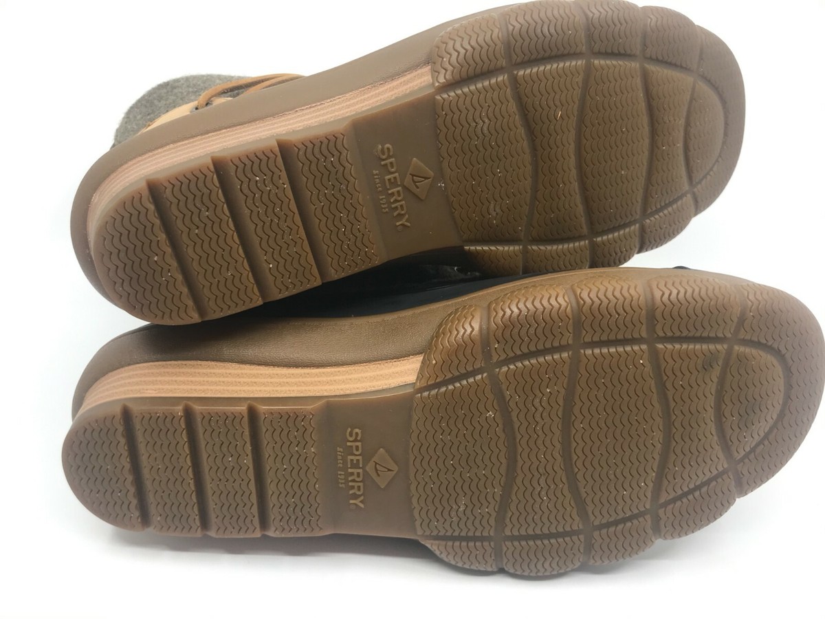 SPERRY Black Snow & Rain Boots Brown Wool Upper Leather 