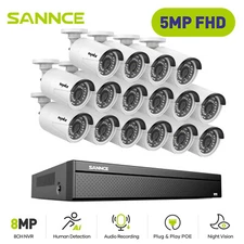 SANNCE 4K 16CH NVR 5MP Two Way Audio POE IP Security Camera System AI Detection