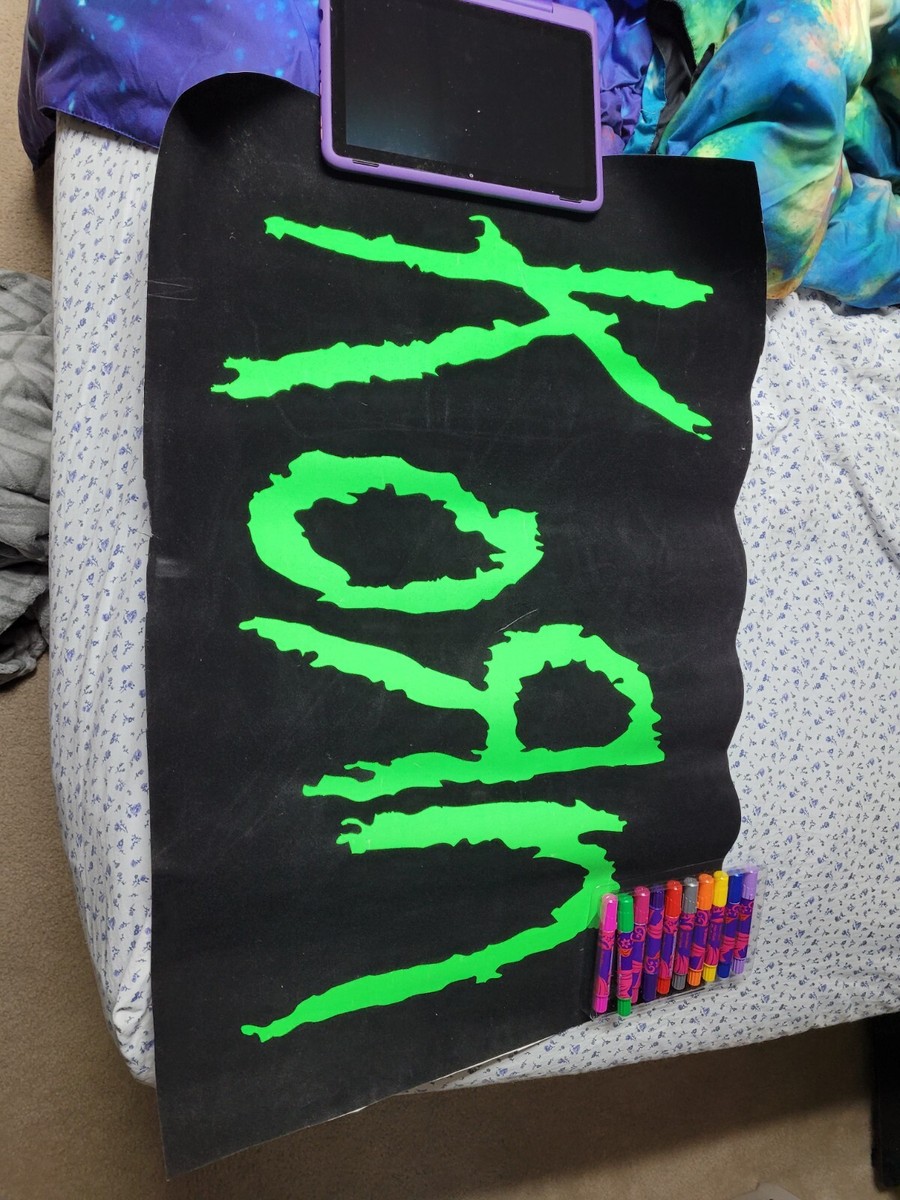 1997 Neon Green Flocket Korn Poster Black Light Original By