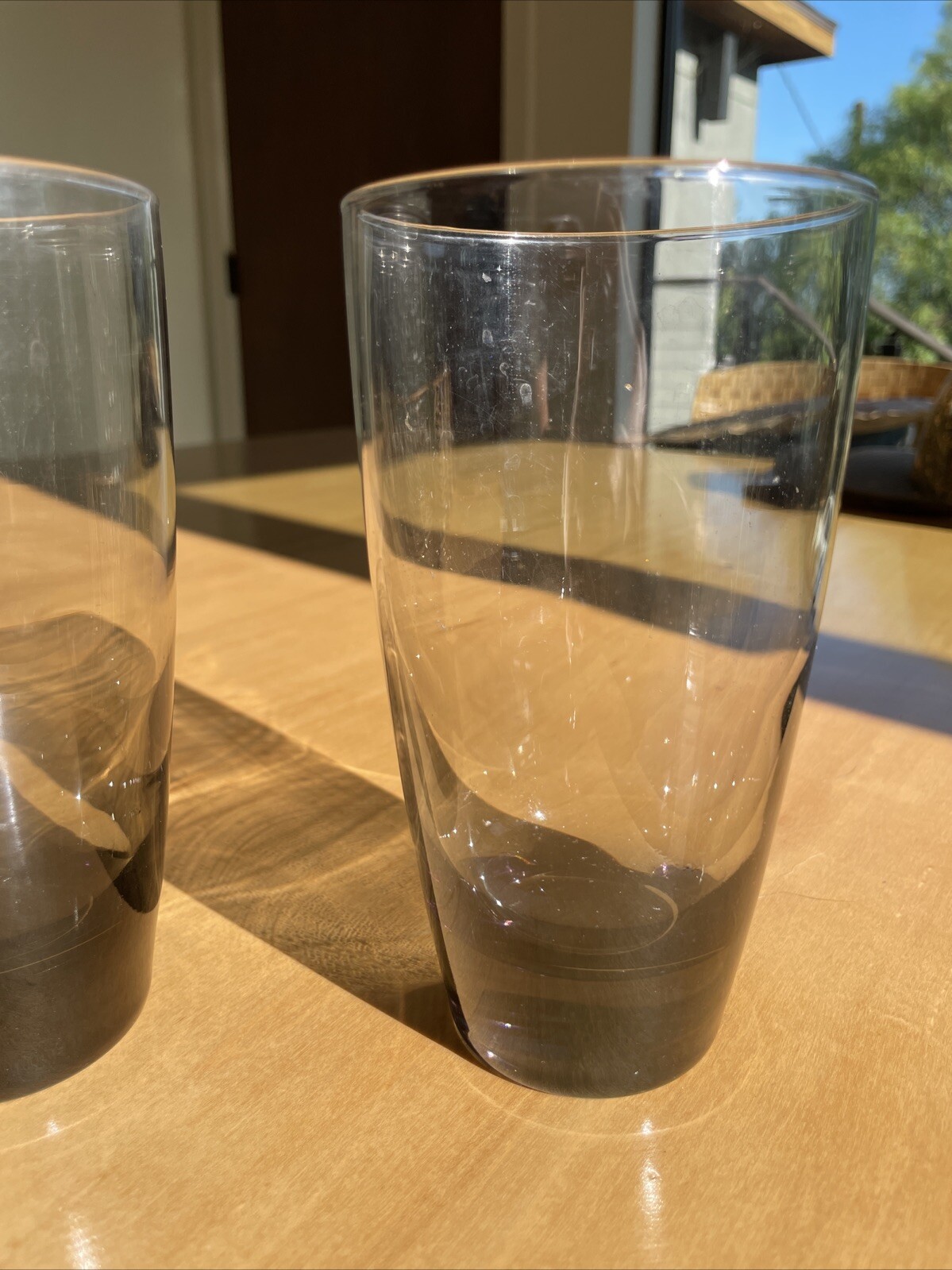 Libbey Vintage Glassware Smokey Set Of 2 Cursive “L” Etched On Bottom 16oz