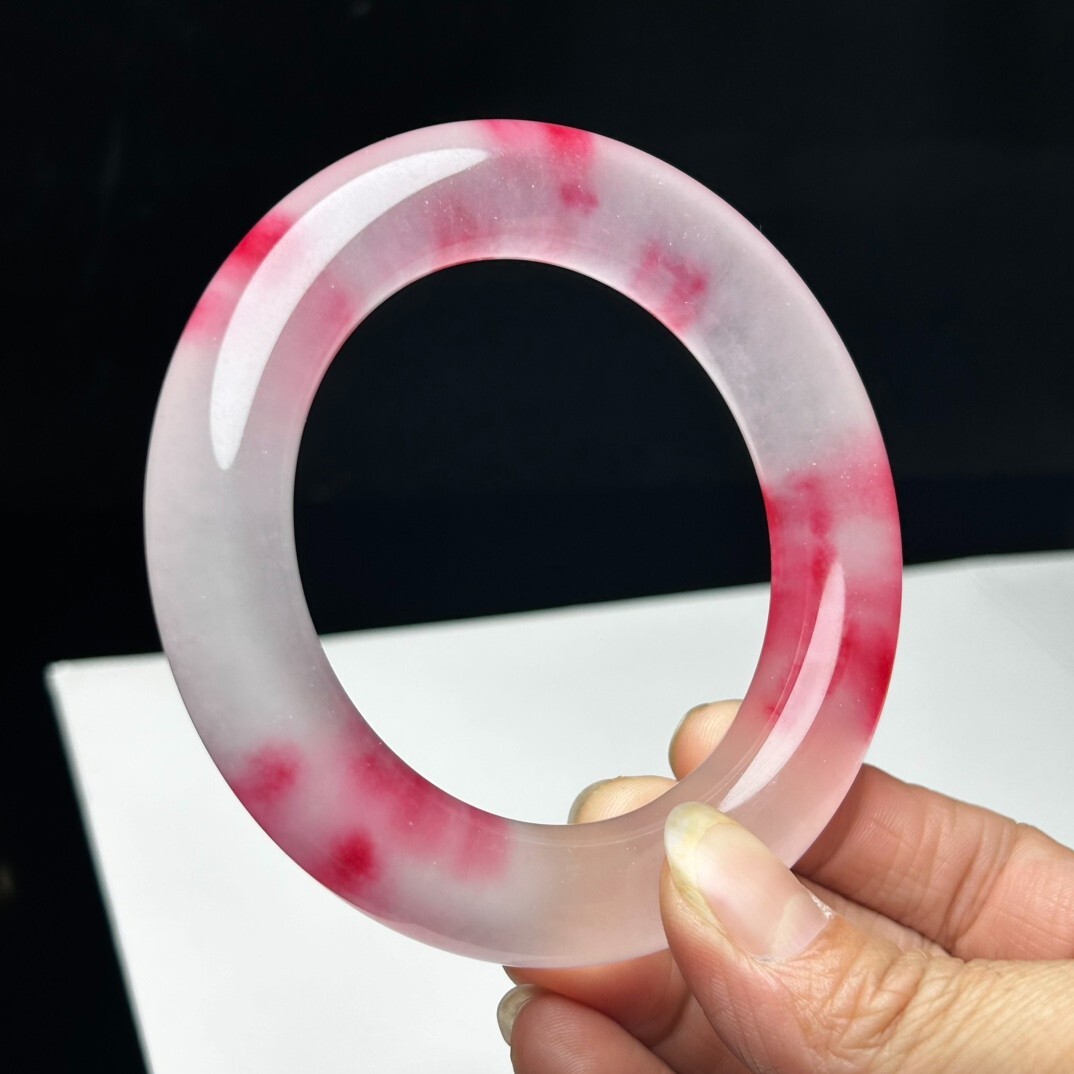 Certified Natural high Ice Burmese pink Jade jadeite bracelet bangle 58-59mm