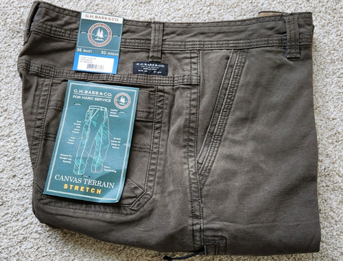 G.H Bass & Co Men's Canvas Terrain Stretch Pants Size 36W X 30L Olive NWT