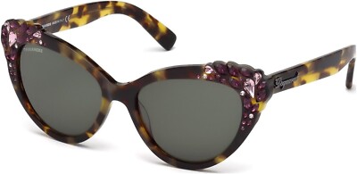 DSQUARED2 Elizabeth DQ 168 55N Tortoise Gem CatEye Sunglasses Frame 56-17-140
