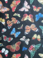 Butterfly Realistic Butterflies Black Cotton Fabric BTHY