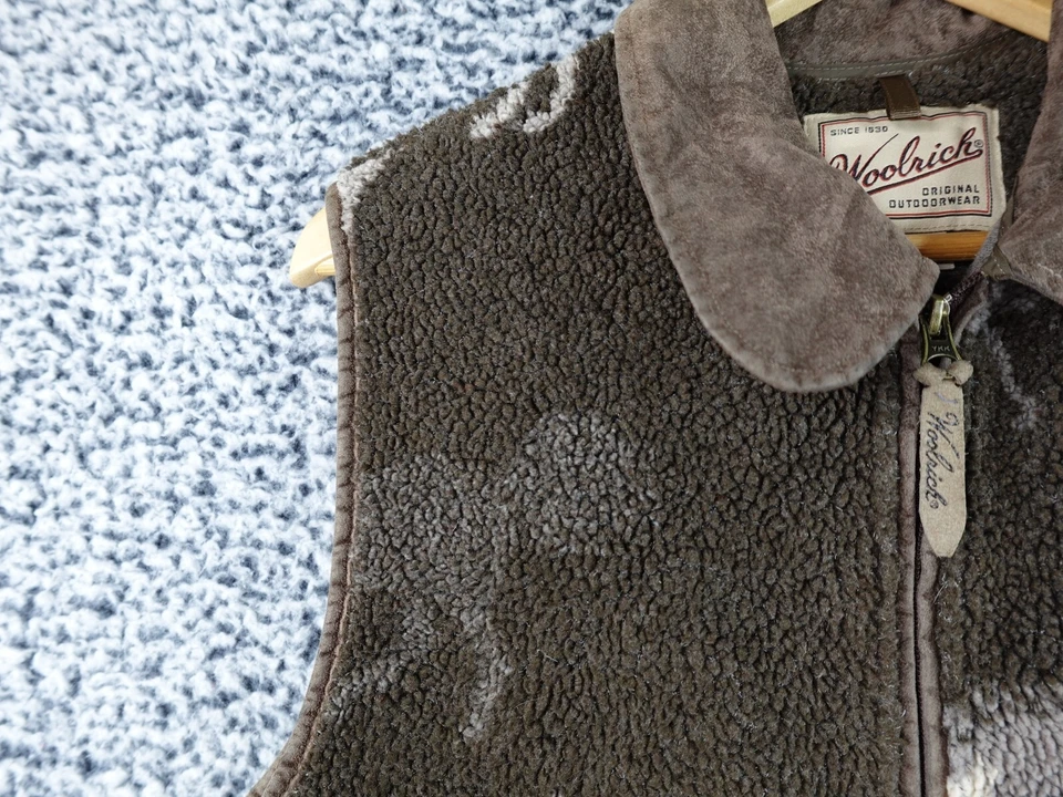 Chaleco Woolrich Mujer Ecuestre Imitación Sherpa Manga Cremallera Marrón Talla Mediana Foto 2 de 4