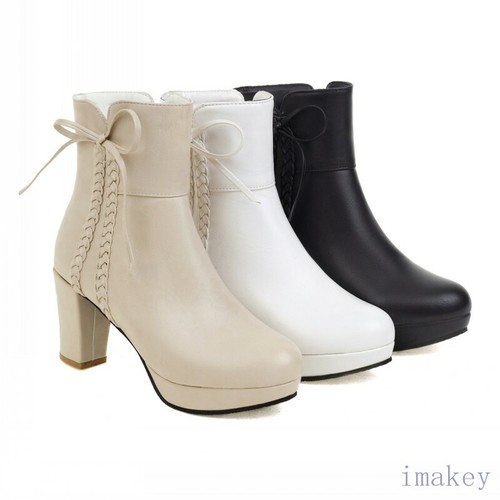 Womens Grace Round Toe Block High Heels 