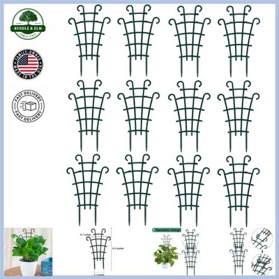12 Pack Mini Garden Trellis for Climbing Plants, Dark Green Plastic Support