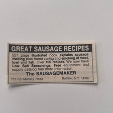 The Sausagemaker Great Sausage Recipes Military Rd Buffalo NY 1983 Ad SAJ2-S8