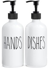 Soap Dispenser Set 2 Pack, Contains Dish and Hand Soap Dispenser. White