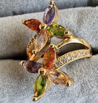 Schöner floraler Cluster Ring Vintage Multi Flower Größe N 1/2 / 7