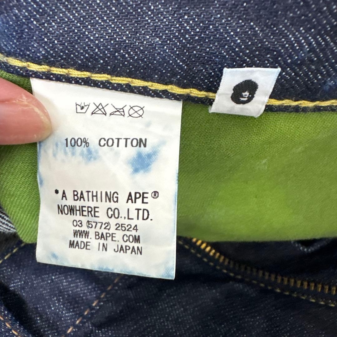 A BATHING APE Straight Denim Pants Jeans Dark Indigo Blue M BA0226205 thumbnail 11
