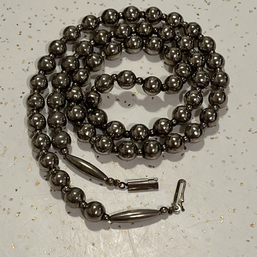 Native American 8mm Sterling Silver Navajo Pearls 26" Single-Strand Necklace 68g - Picture 4 of 8