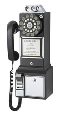 CR56-BK 1950's Payphone with Push Button Technology, Black