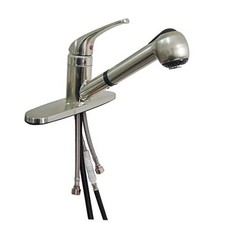 SL1000N-A Metallic Single Lever Kitchen Faucet with Pull-Out Brushed Nickel