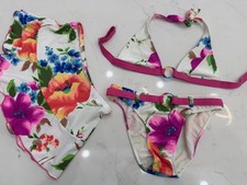 Venus Rare Vintage Bikini Bathing Floral Top A  Belted S Bottoms Cover Skirt S