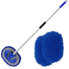 anngrowy 62" Microfiber Car Wash Brush with Long Handle Car Washing Mop Blue