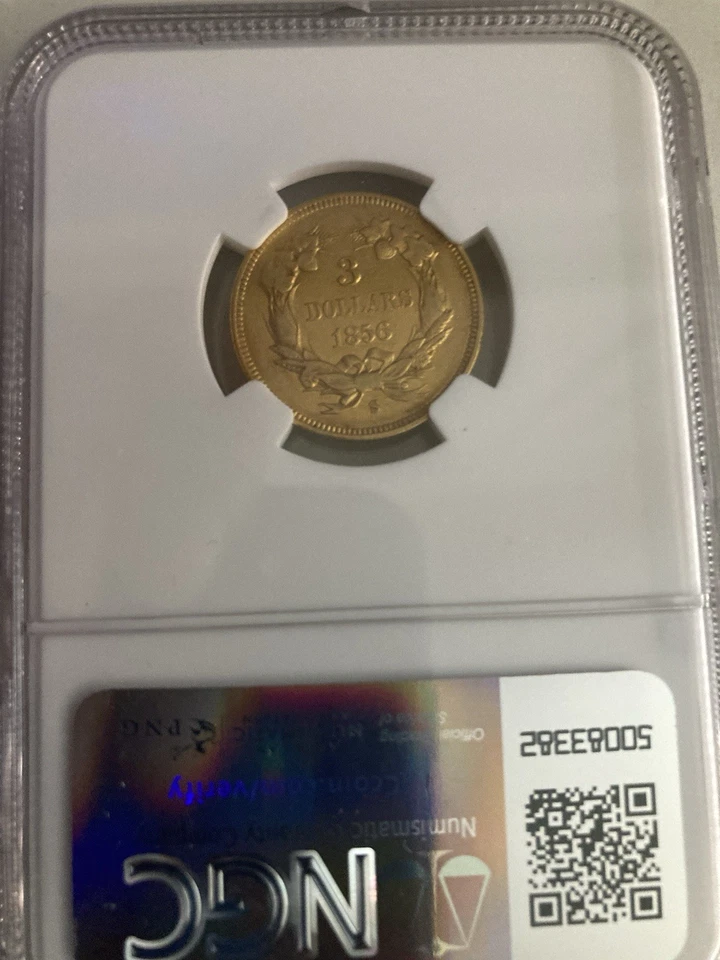 1856 S Indian Princess Head $3 NGC AU 50 - Image 2 of 2