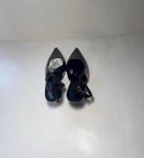 Women Black Patent Mary Jane Heels Pointed Toe Ankle Strap Pumps Size 9