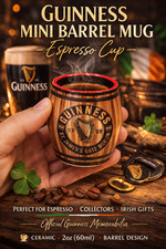 Guinness Mini Harp Barrel Mug Espresso Cup 60ml Ceramic Irish Collectible Mug